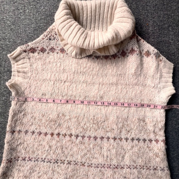 Free People Sleeveless Cowl Neck Tribal Knit Sweater XS Cream/Brown Western - Picture 8 of 9